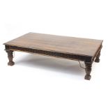 Very large Mexican pine coffee table, 45cm H x 170cm W x 100cm D