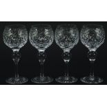 Set of four cut glass wine glasses, 16.5cm high :For Further Condition Reports Please Visit Our