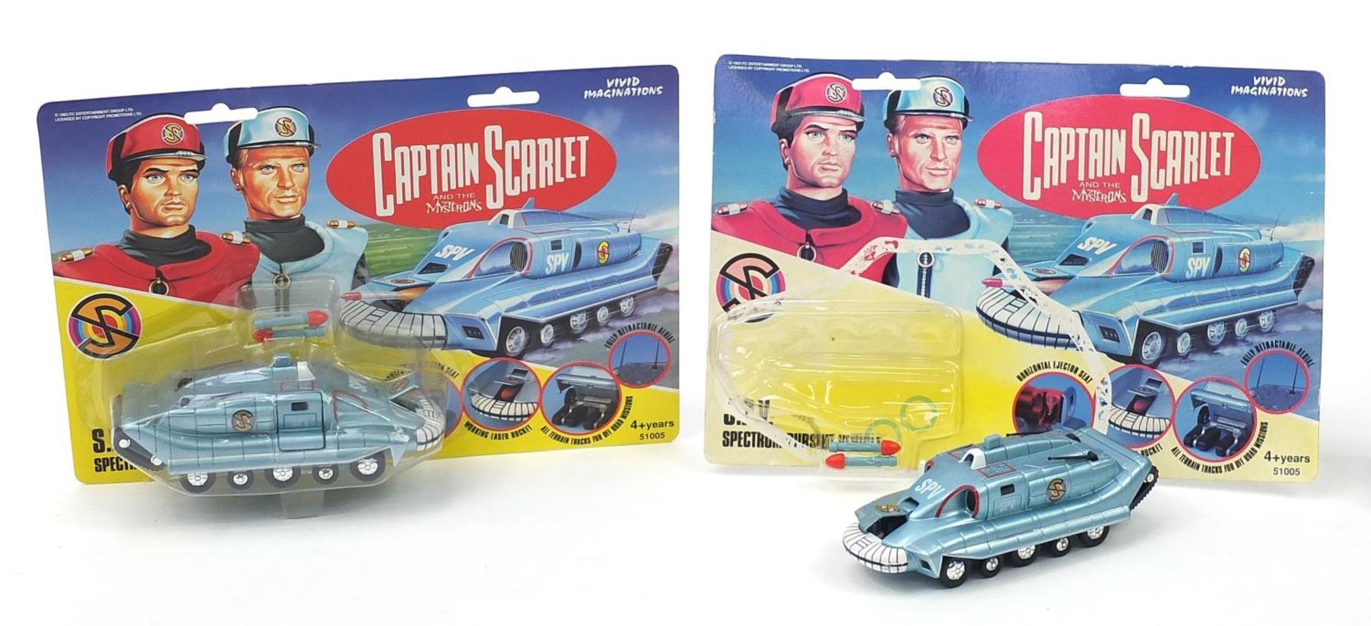 Three Captain Scarlet SPV Spectrum pursuit vehicles by Vivid Imaginations with blister packs :For - Bild 2 aus 7