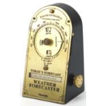 Brass and ebonised desk weather forecaster, 14cm high :For Further Condition Reports Please Visit