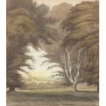 From Beech Walk, Ashgrove, early 19th century watercolour, mounted, framed and glazed, 16cm x 12.
