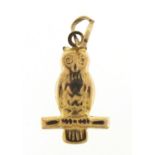 9ct gold owl charm, 1.6cm high, 0.6g :For Further Condition Reports Please Visit Our Website,