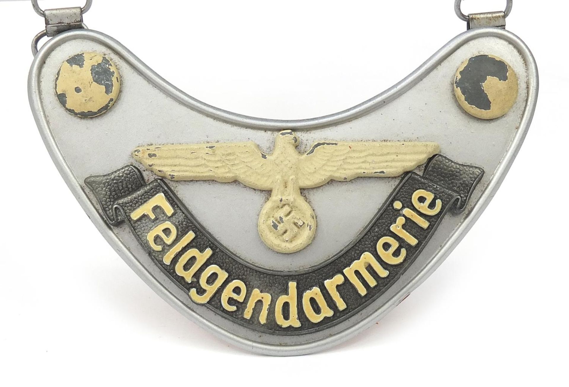 German Third Reich Feldgendarmerie gorget with chain, the gorget 16.5cm wide :For Further - Image 2 of 3