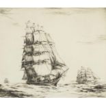 Phil W Smith 1927 - The Cutty Sark, pencil signed etching, details verso, mounted, framed and