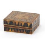 Victorian Tunbridge Ware stamp box, 4cm x 3.5cm :For Further Condition Reports Please Visit Our