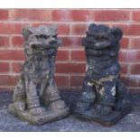 Pair of stoneware garden dogs of Foo, 46cm high :For Further Condition Reports Please Visit Our