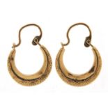Pair of 9ct gold hoop earrings, 1.2cm in diameter, 1.0g :For Further Condition Reports Please