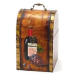 Dome top hand painted wine bottle holder with metal mounts, 34.5cm high :For Further Condition