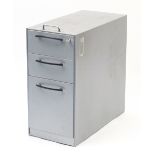 Metal three drawer office chest, 61cm H x 30cm W x 60cm D :For Further Condition Reports Please