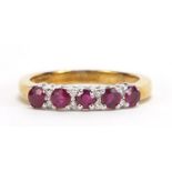 9ct gold ruby and diamond half eternity ring, size L, 2.6g :For Further Condition Reports Please
