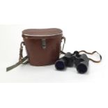 Pair of Carl Zeiss Jenner multi coated 10 x 50 binoculars with leather case, the binoculars 17cm