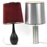 Two contemporary table lamps with shades including a Poole Pottery example, each 72cm high :For