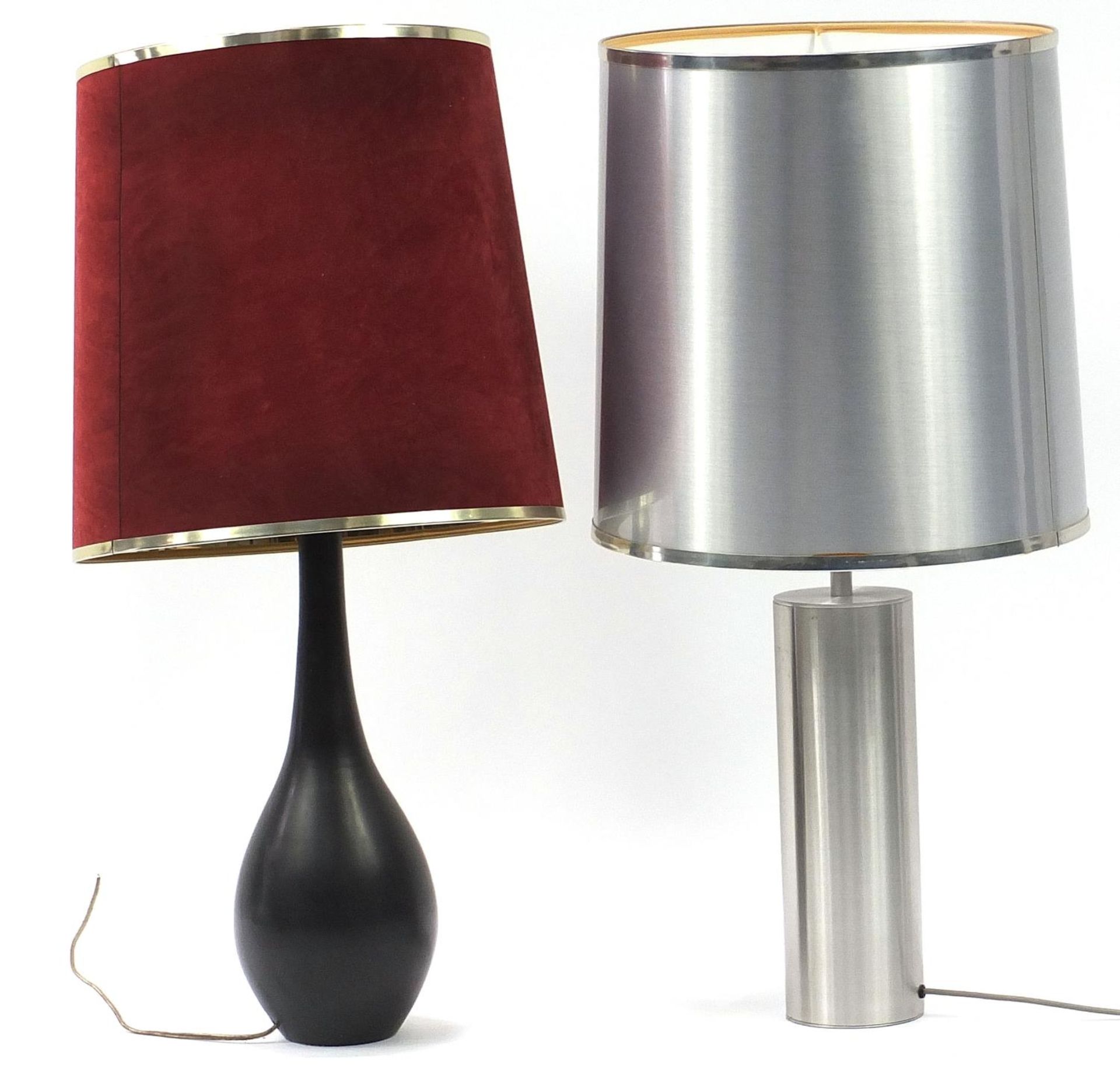 Two contemporary table lamps with shades including a Poole Pottery example, each 72cm high :For