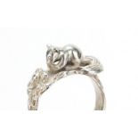 Novelty silver ring in the form of a squirrel with nuts, PJI London 1993, size L, 4.7g :For