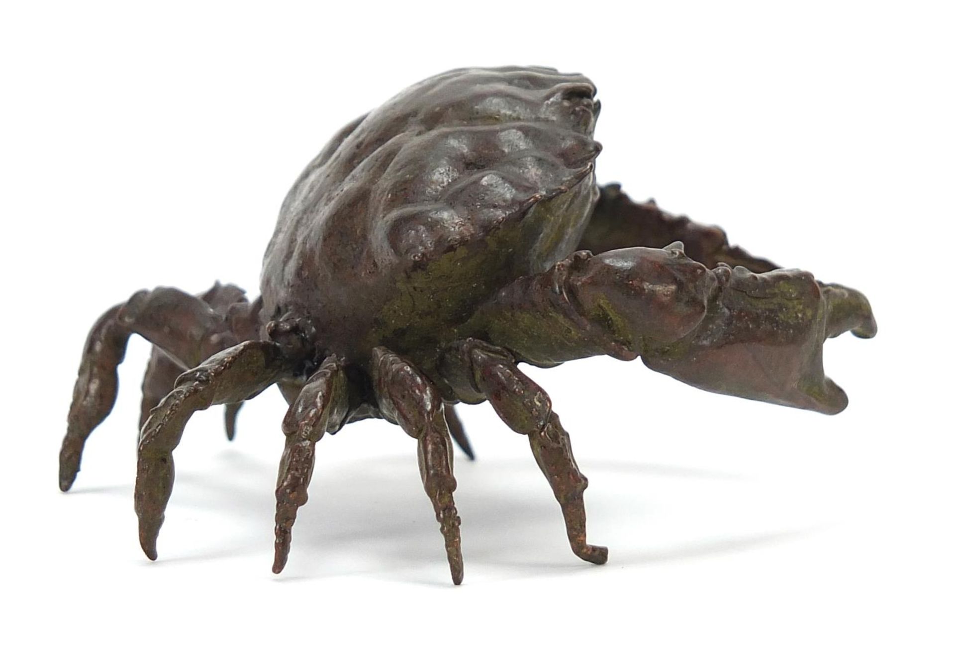 Large Japanese patinated bronze crab, 8cm wide :For Further Condition Reports Please Visit Our - Image 3 of 7