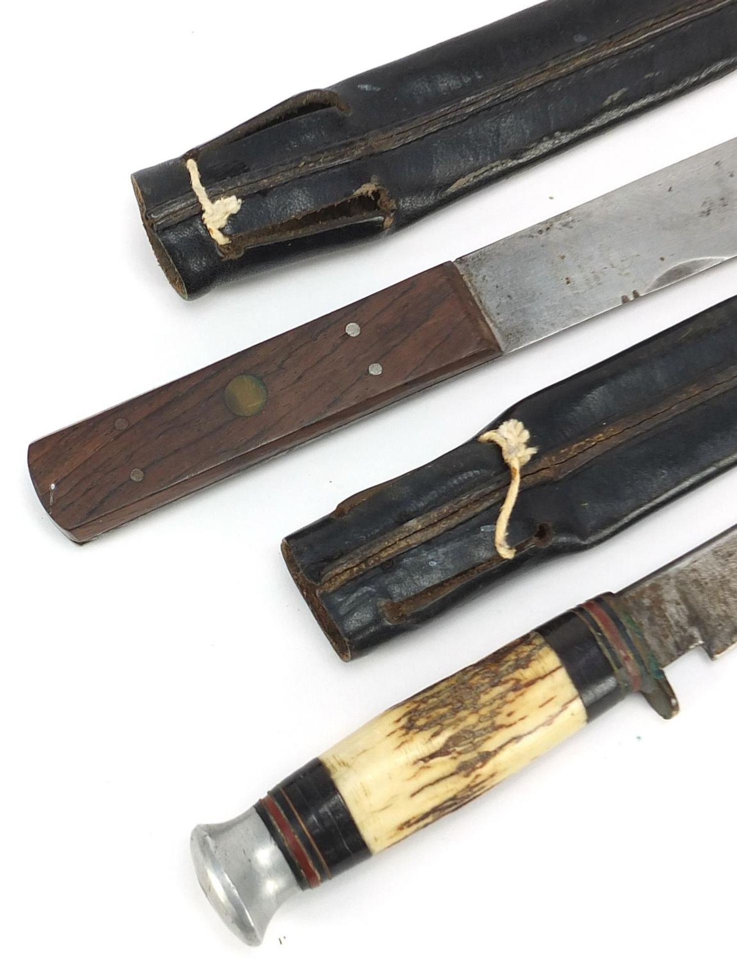 Military interest horn handled combat knife and a Green River knife, both by William Rogers of - Image 3 of 6