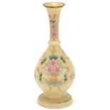 19th century opaline glass vase hand painted with flowers, 26cm high :For Further Condition