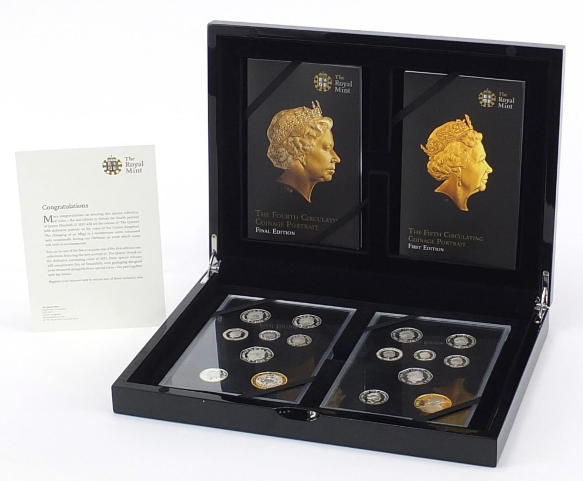The Fifth Circulating Coin Portrait First and Final editions silver proof coin set with fitted - Bild 7 aus 8