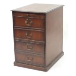 Mahogany two drawer filing cabinet with tooled leather insert, 75cm H x 49cm W x 52cm D :For Further