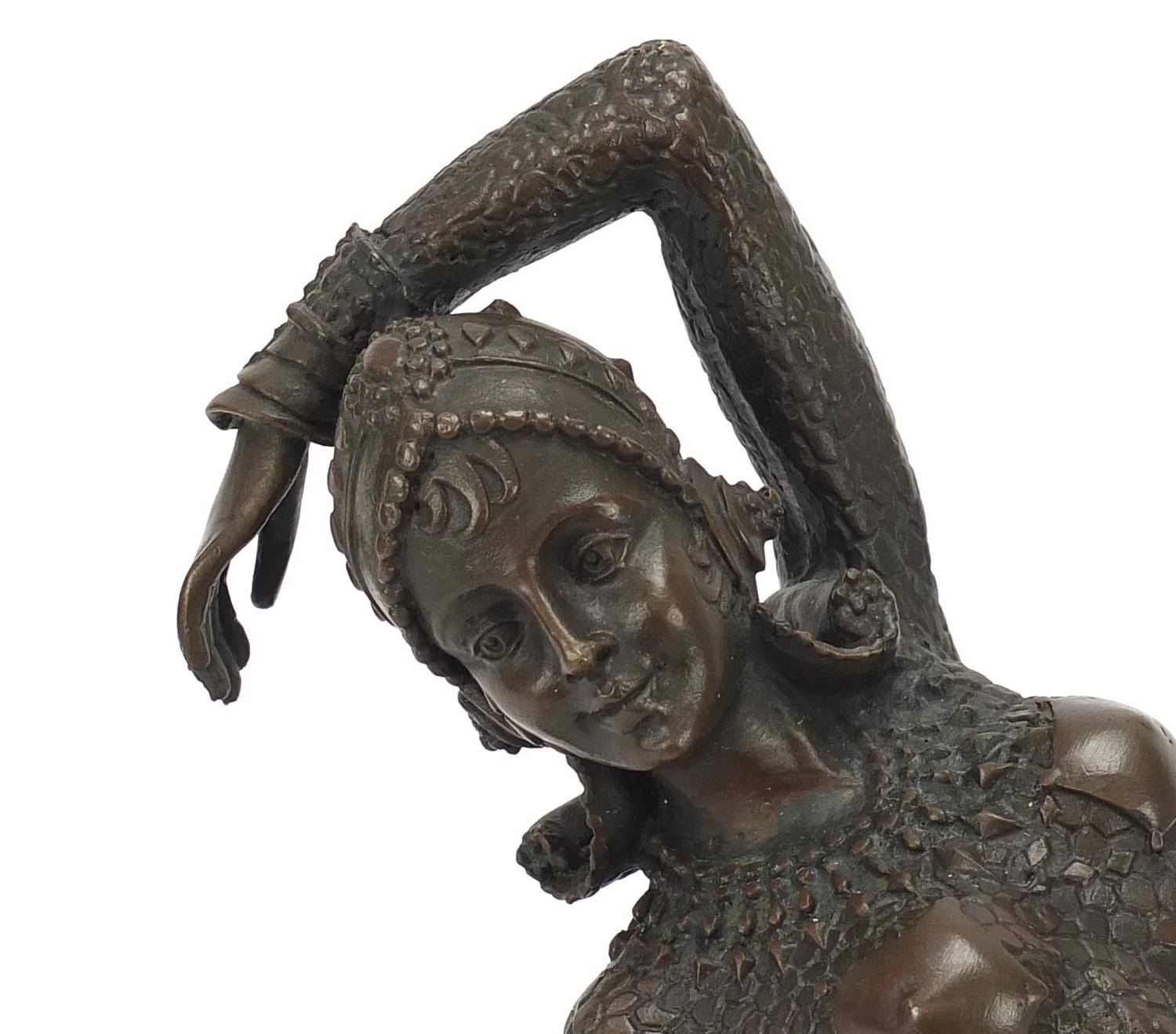 After Demetre Chiparus, patinated bronze sculpture of a Art Deco dancer, 41.5cm wide :For Further - Image 2 of 5