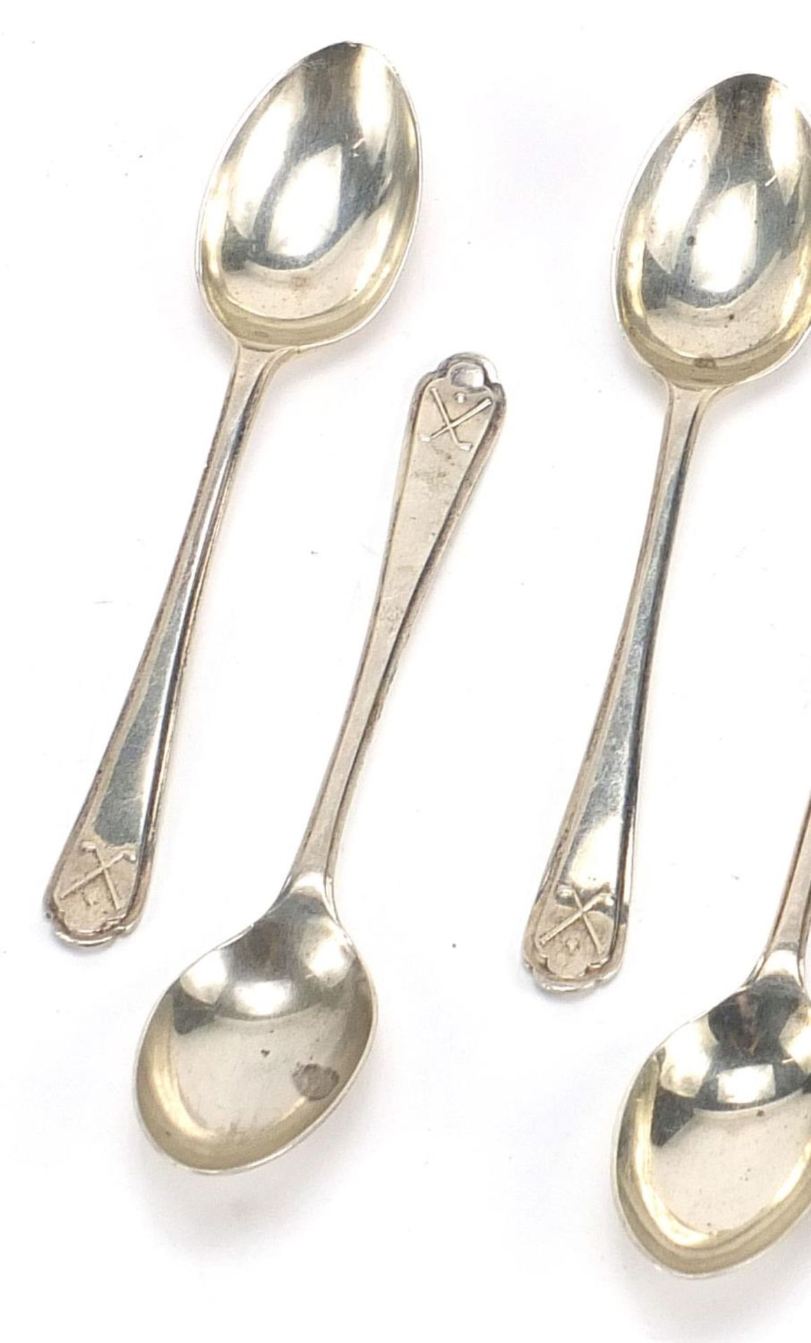 Walker & Hall, set of six silver golfing interest teaspoons, Sheffield 1933, 11cm in length, 81. - Bild 2 aus 6