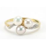 9ct gold cultured pearl ring, size L, 1.6g :For Further Condition Reports Please Visit Our