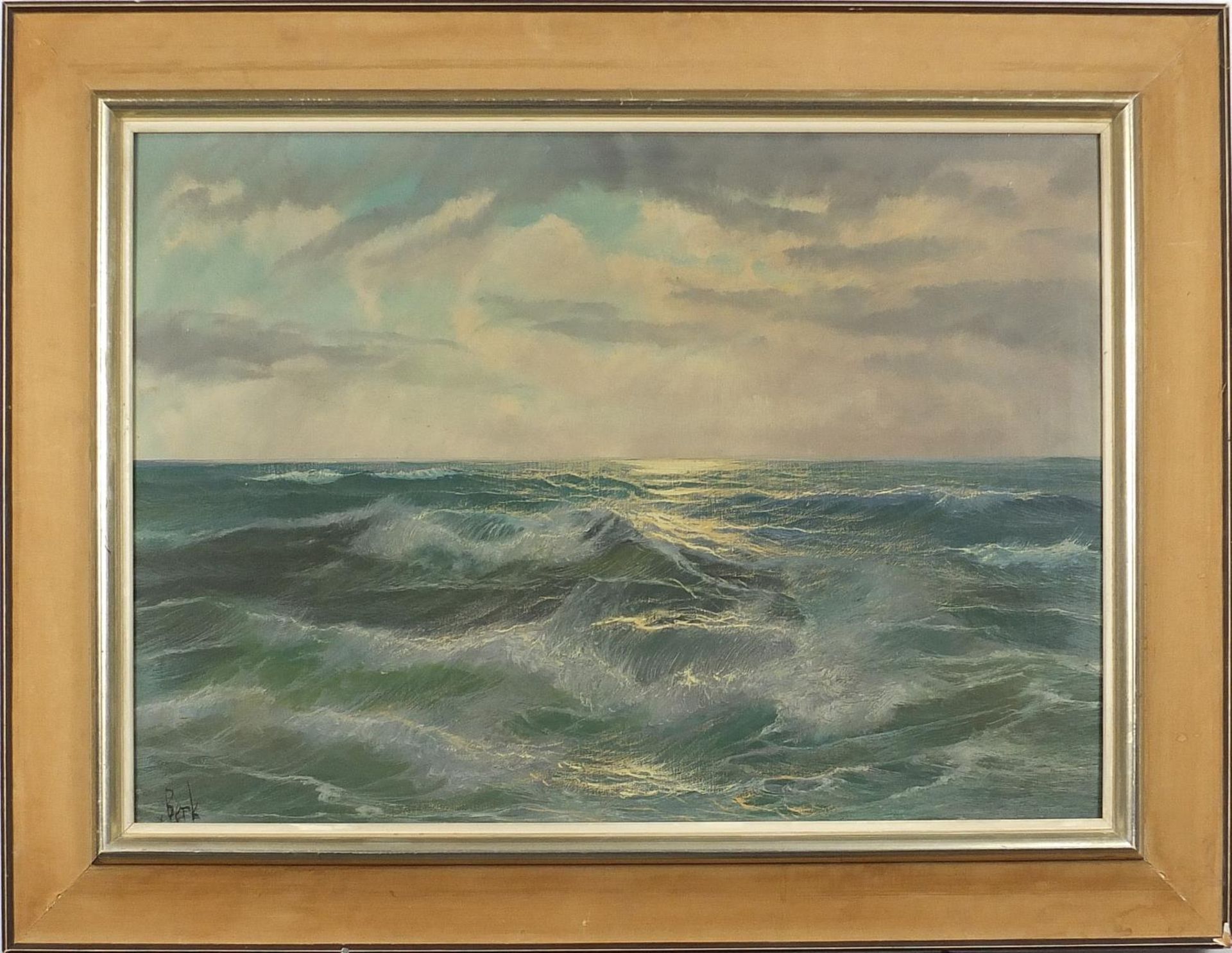 North Sea, Holland, choppy seascape, oil on canvas, signed V Beerk, mounted, and framed, 68.5cm x - Image 2 of 4