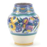 Trudi Rivers for Poole Carter, Stabler and Adams, Art Deco vase hand painted with flowers, 23cm high