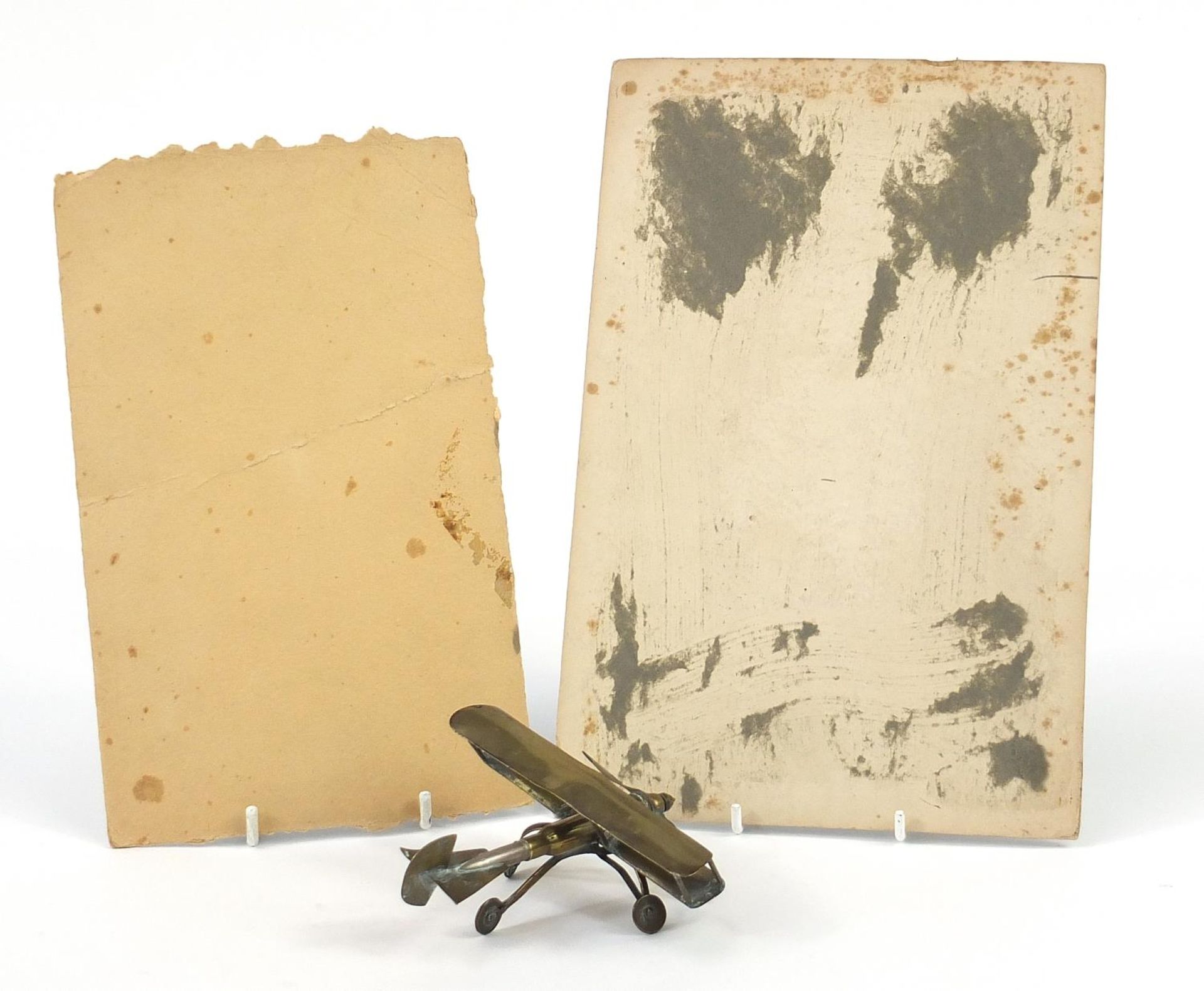 British military World War I trench art plane and two photographs including one of a soldier with - Image 3 of 3