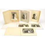 Six Japanese black and white social history photographs, each mounted, the largest overall 30cm x