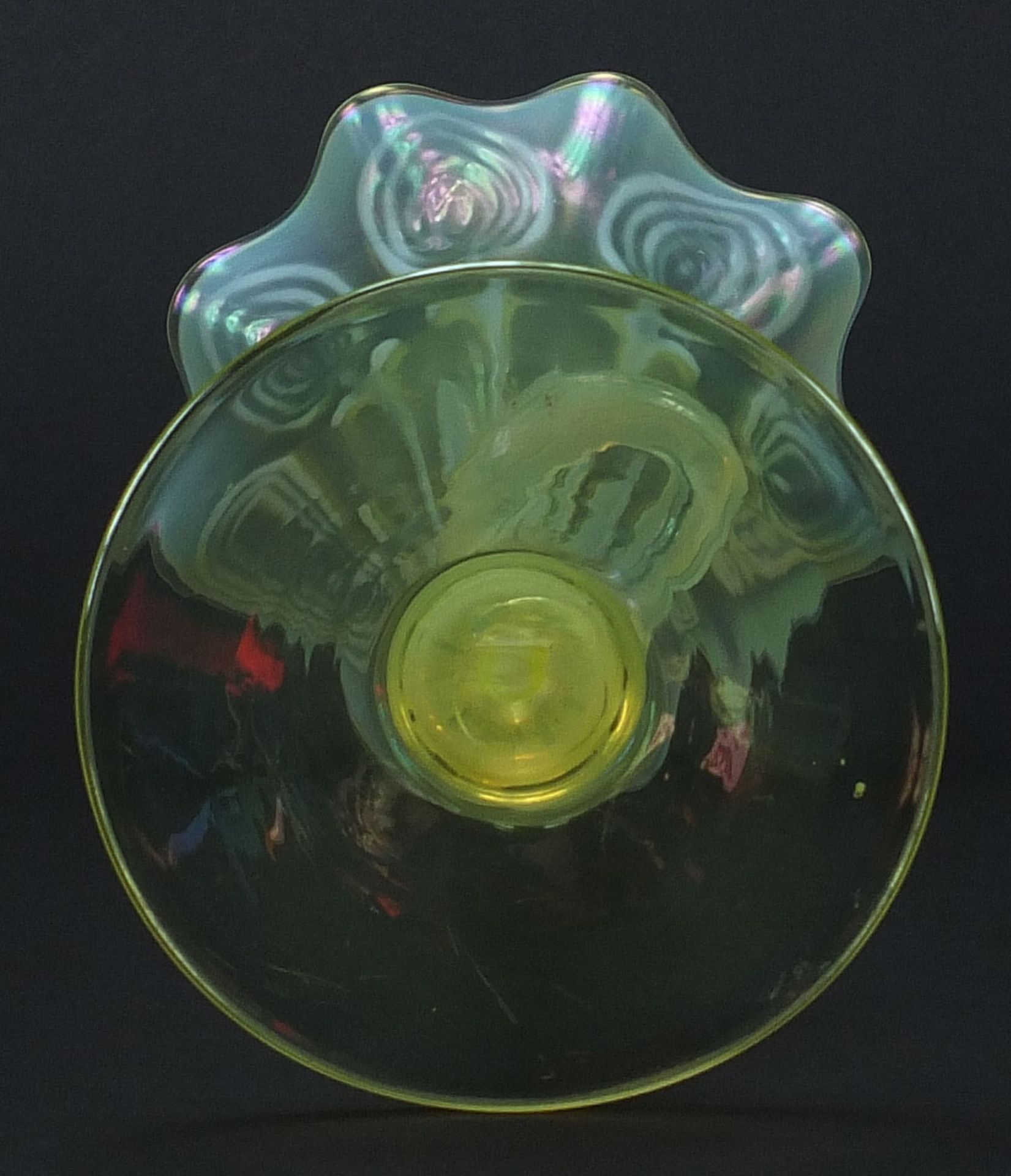 Attributed to James Powell & Sons, large Art Nouveau vaseline glass floriform vase, 26cm high :For - Image 4 of 4