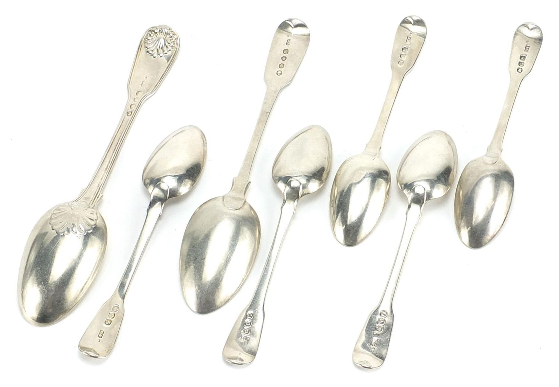 Georgian and later silver spoons including a set of four, various hallmarks, the largest 17.5cm in - Bild 4 aus 6