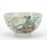 Chinese porcelain bowl finely hand painted in the famille rose palette with blossoming flowers, four