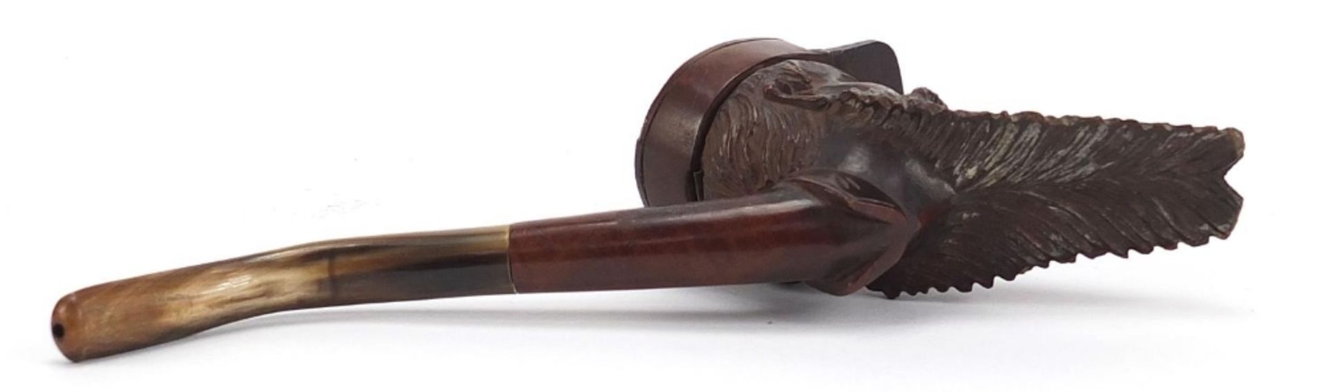 Black Forest style Meerschaum pipe with carved bowl in the form of a gentleman wearing a cap, 23cm - Bild 4 aus 4