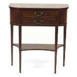 Mahogany side table with under tier and two drawers, 83cm H x 71cm W x 28cm D :For Further Condition