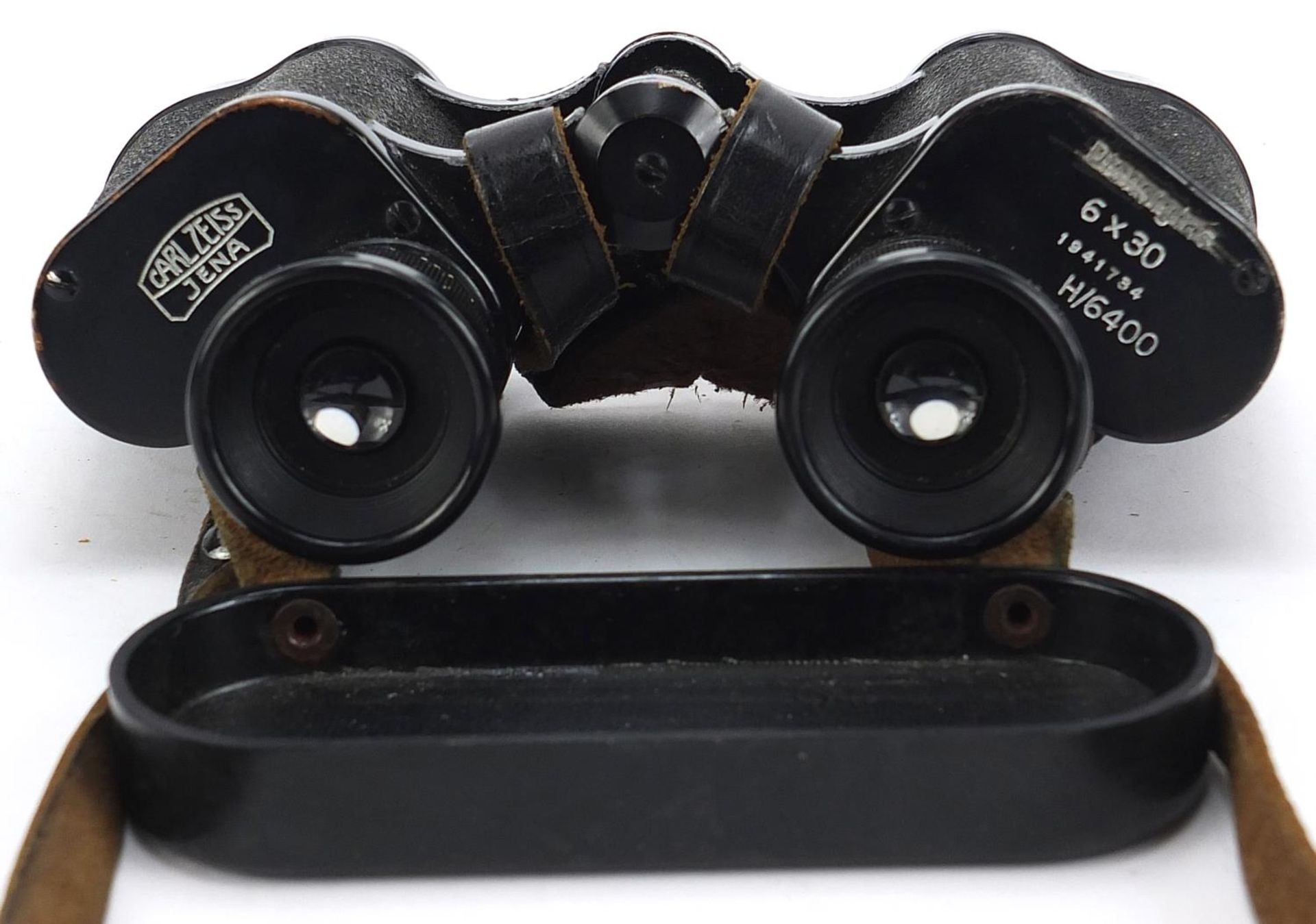 Pair of military interest Carl Zeiss Jena 6 x 30 binoculars with case numbered 1941734 :For - Image 5 of 8