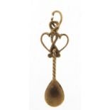 9ct gold love heart design spoon charm, 2.5cm in length, 0.8g :For Further Condition Reports
