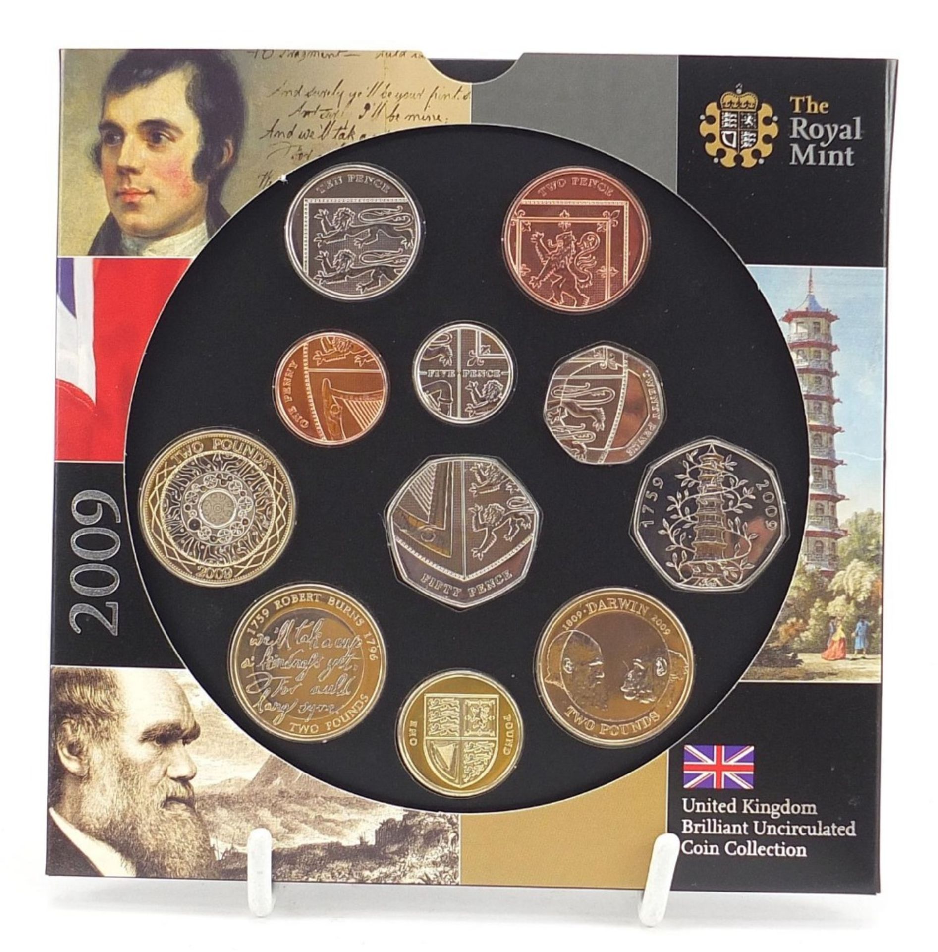 Royal Mint 2009 uncirculated coin collection with Kew Garden fifty pence piece :For Further