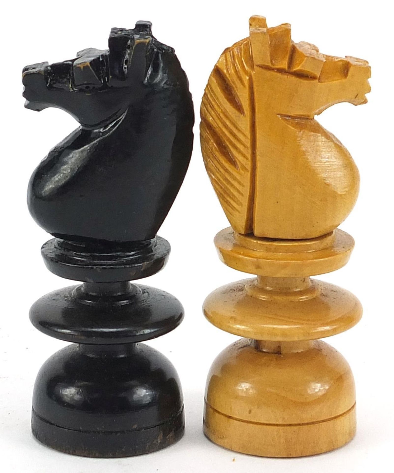 Box with ebonised Chessman chess set with case, the largest pieces each 10cm high :For Further - Image 5 of 6