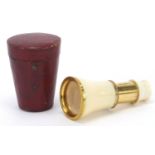 Dolland of London, early 19th century ivory and brass monocular with silk lined leather case, 6.