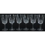 Set of six Waterford Crystal Lismore pattern wine glasses, 17.5cm high :For Further Condition