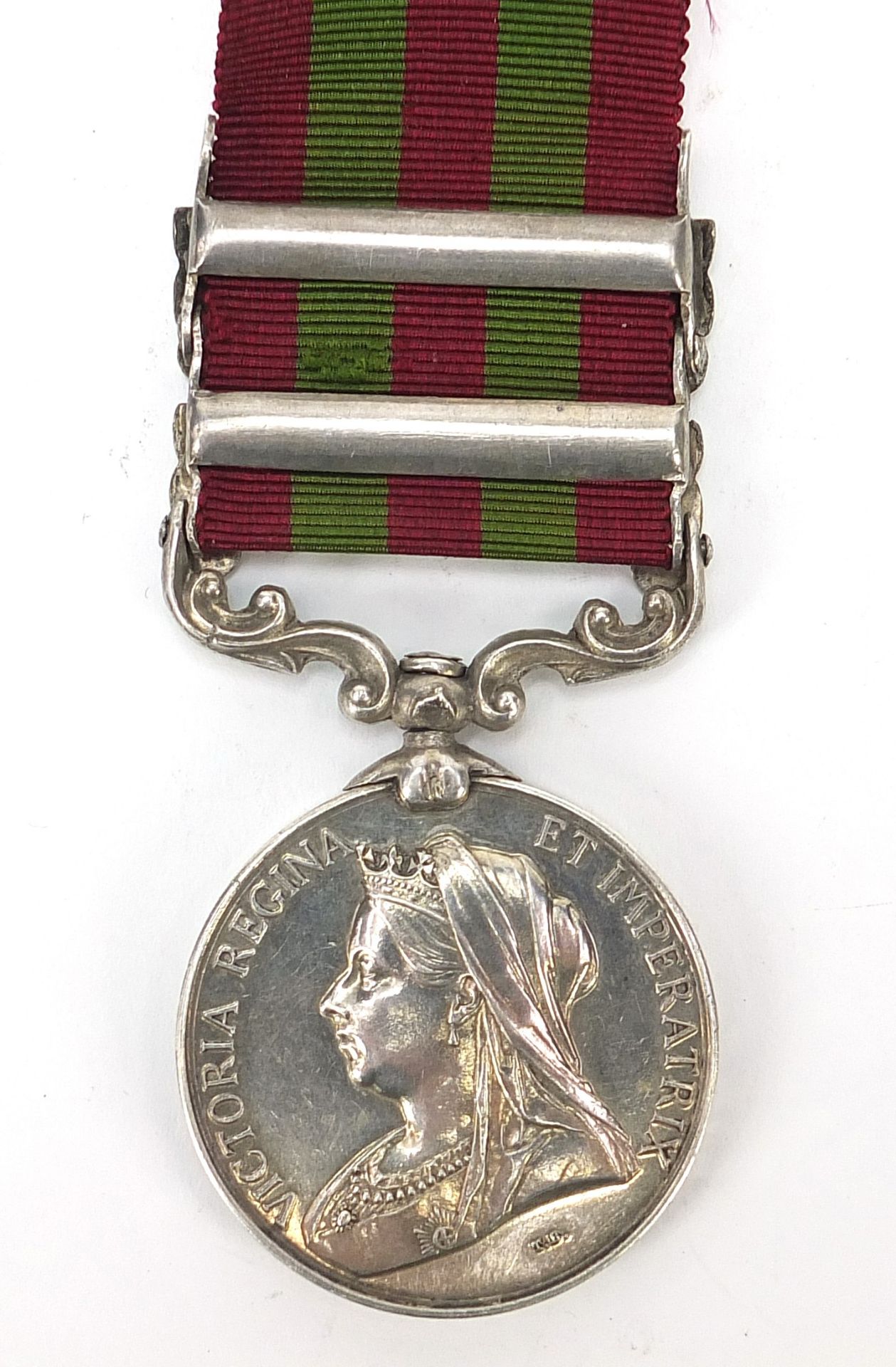 Victorian British military India medal with Punjab Frontier 1897-98 and Tirah 1897-98 bars awarded - Image 2 of 3