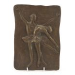 Hubert Hartmann Wiedenbruck, patinated bronze plaque of two ballerinas, 28cm x 20.5cn :For Further