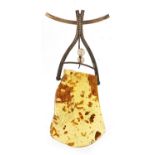 Barcala, large natural amber and silver necklace, the pendant 14.5cm high, total 72.5g :For