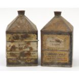 Two vintage paint tin cans with C Brewer & Sons Ltd paper labels, each 26cm high :For Further