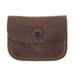 E W Payne, vintage leather good luck wedding ring pouch, 5cm wide :For Further Condition Reports