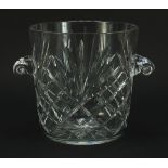 Large cut glass ice pail with twin handles, 24cm high :For Further Condition Reports Please Visit