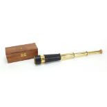 Naval interest three draw telescope with case, 16.5cm in length when closed :For Further Condition