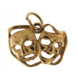 9ct gold theatre mask charm, 1.6cm wide, 1.5g :For Further Condition Reports Please Visit Our