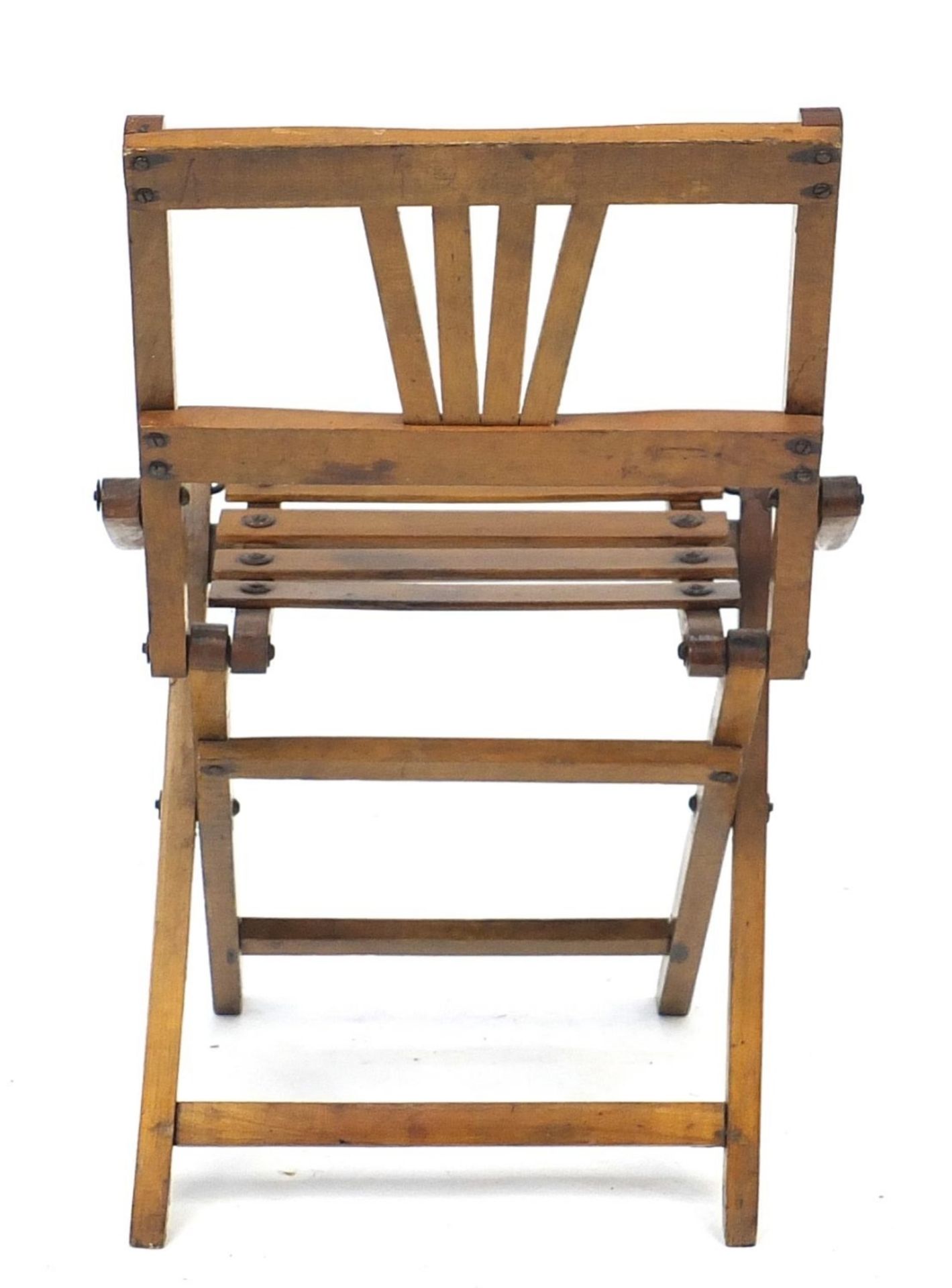 Campaign style hardwood folding child's chair, 55cm high :For Further Condition Reports Please Visit - Image 4 of 4